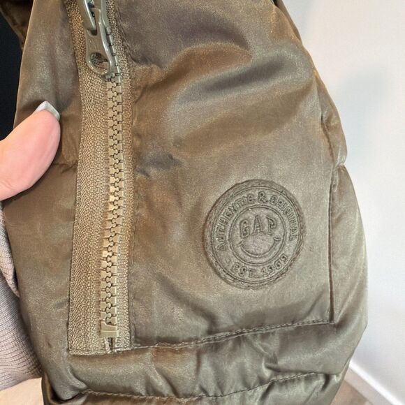 Gapkids Hooded Fleece Lined Parka Olive Lg - Picture 5 of 9